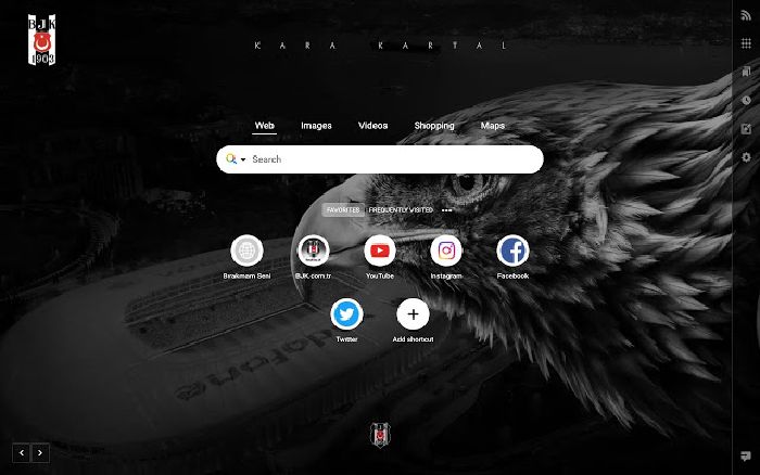 Beşiktaş JK start page in a new browser tab