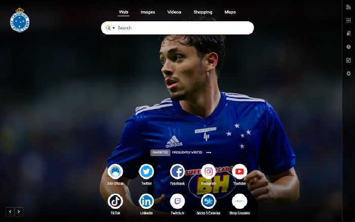 Cruzeiro start page in a new browser tab