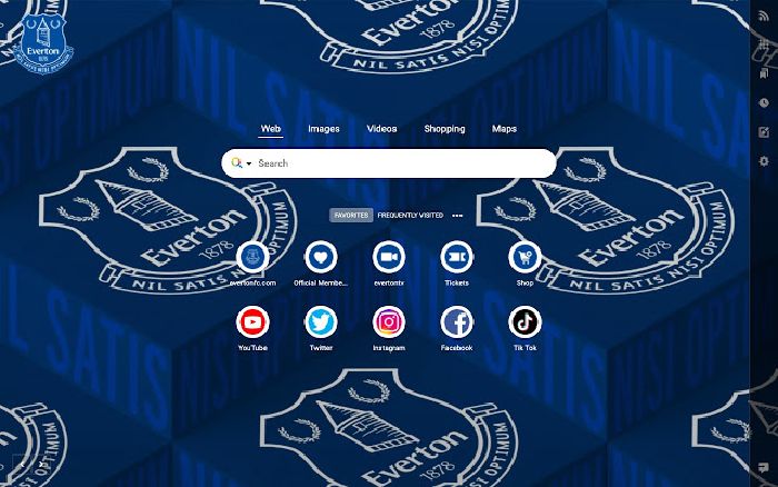 Everton start page in a new browser tab