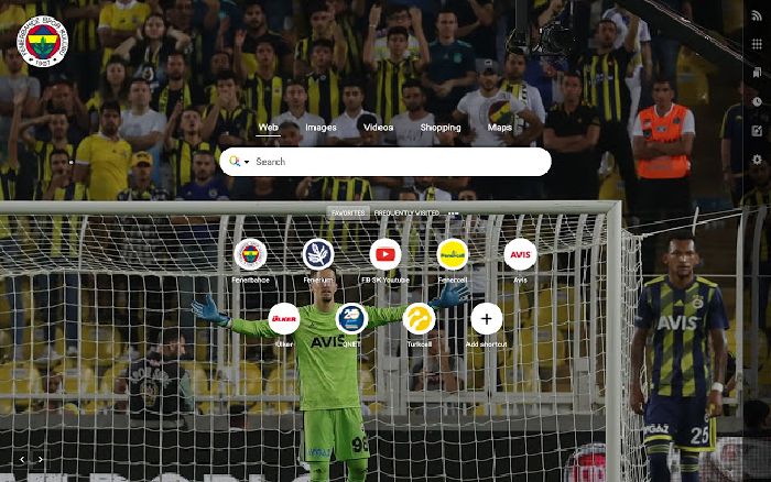 Fenerbahçe SK start page in a new browser tab